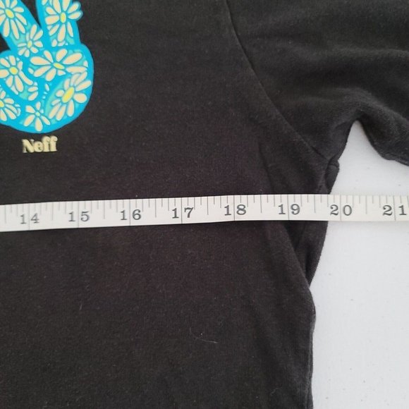 Neff Men's Black Long Sleeve T-Shirt Size M Peace Sign Retro Surf Skate Sk8 - Picture 9 of 10